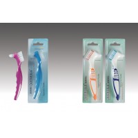 Plasdent DENTURE BRUSHES - ASSORTED BLUE AND MAGENTA (12pcs/box)